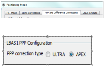 From the main menu select Navigation > Positioning Mode > PPP and Differential Corrections and then select APEX